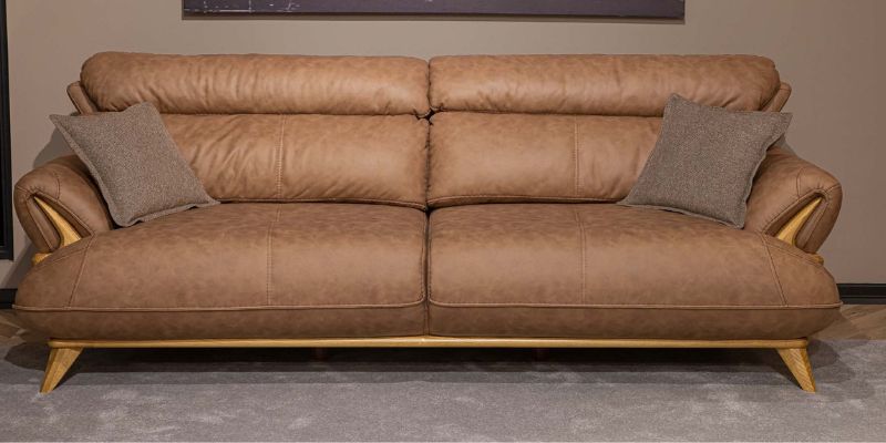 Modern Leon Orange 3 Seater Sofa Furniture