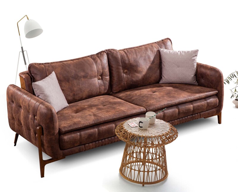 Modern Rover 3 Seater Brown Sofa Furniture