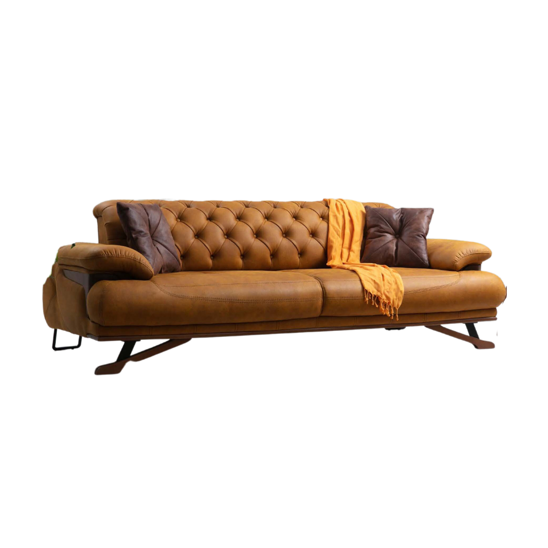 Modern Tesla 3 Seater Orange Sofa Furniture